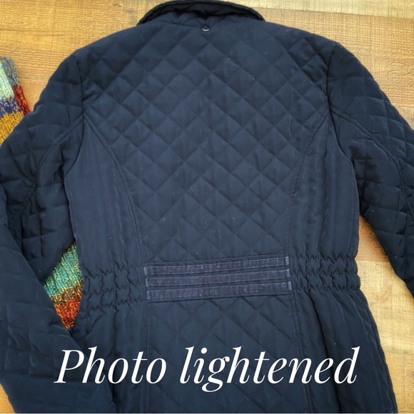 Long NAVY BLUE Zip Up Soft Quilted Coat by Laundry by Design - Picture 9 of 12